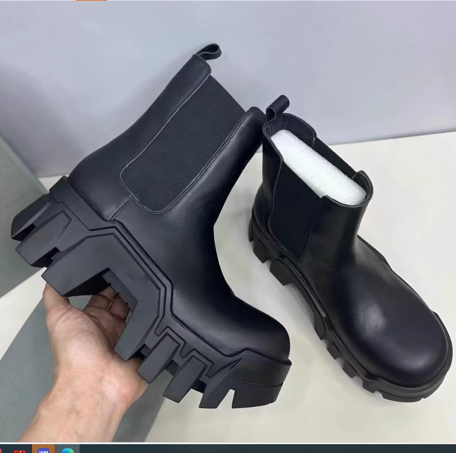 Height Increase 8cm High-Top Bulldozer Boots for Men, Thick-Soled Martin Boots, Chelsea Boots, Round-Toe Women's Shoes