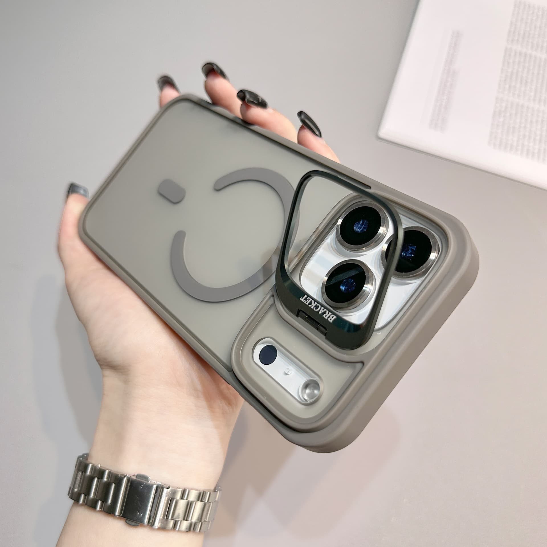 Compatible with iPhone 17 PRO Magnetic Phone Case U1 Lens Metal Bracket Apple 17 Frosted Shockproof Protective Cover