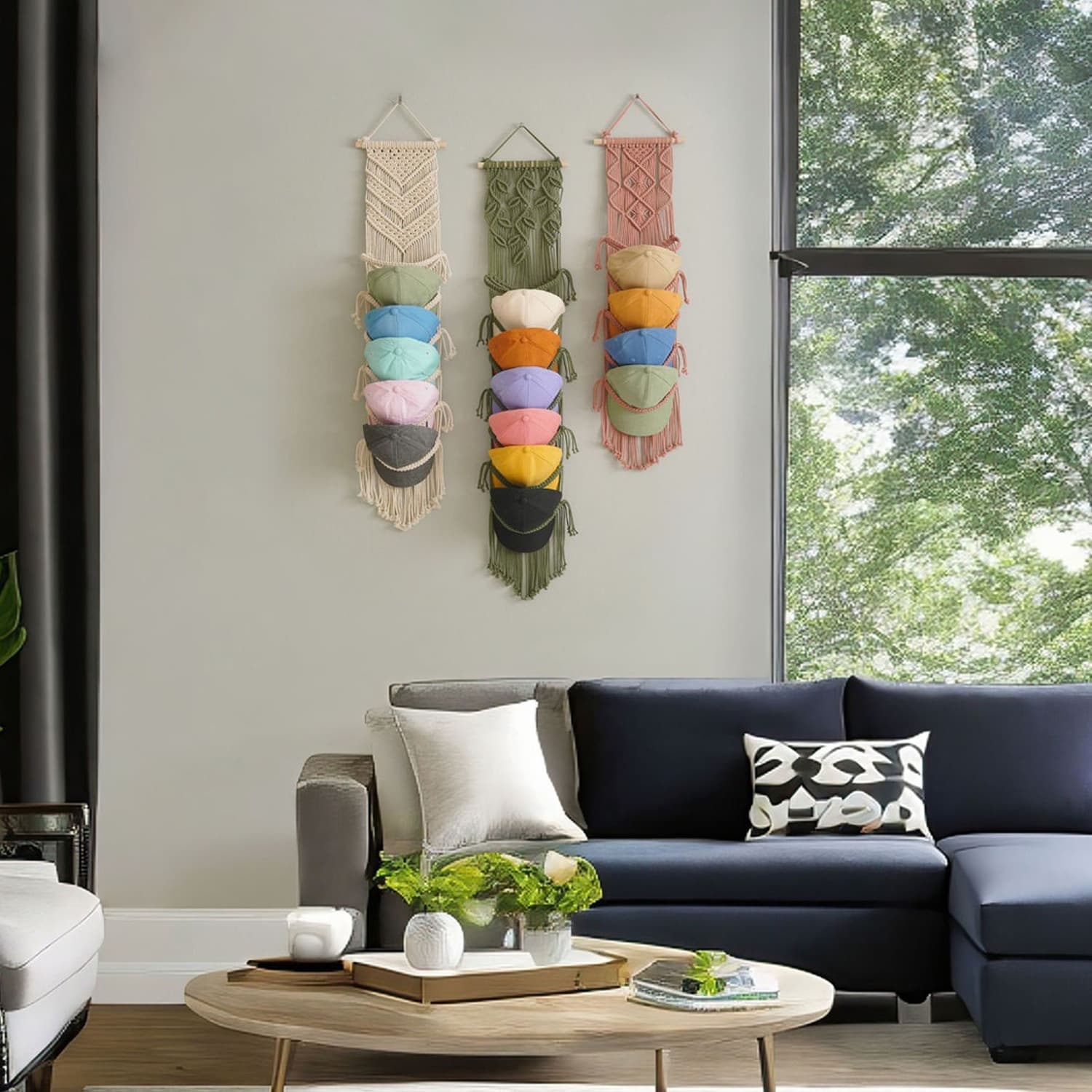 Amazon New Handwoven Tapestry Baseball Cap Organizer Wall-Mounted Hat Rack Bohemian Home Decor