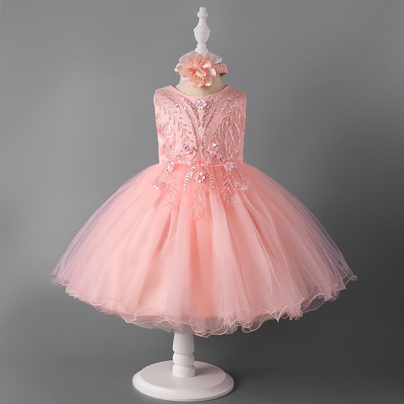 Wholesale Girls Princess Dress Children Tutu Skirt White Gown Steel Graduation Performance Costume Summer