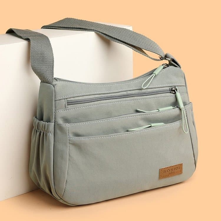 High-quality nylon small square bag, shoulder bag, stitched seams, zipper, Spring 2025