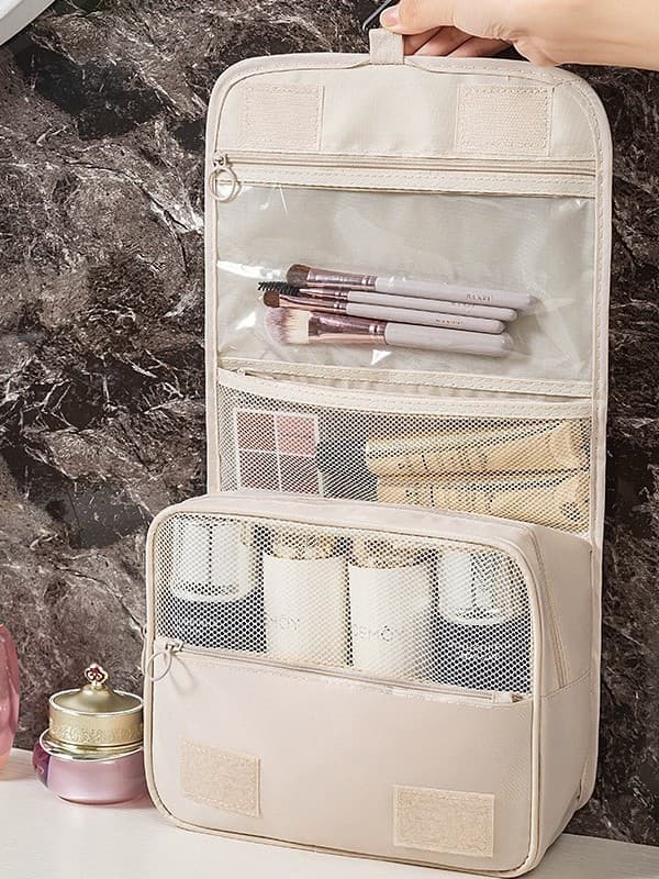 Korean-style Large Capacity Makeup Bag, Simple Makeup Brush Storage Hook, Multi-functional Hanging Toiletry Bag, Portable for Travel