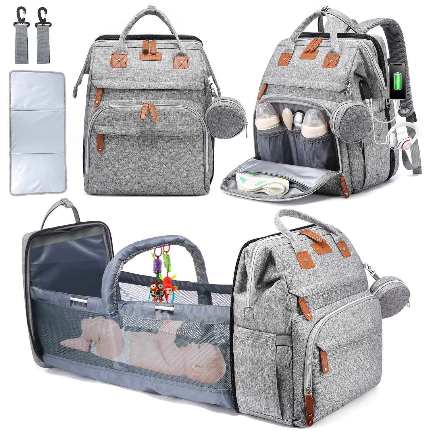 Cross-border TOP Mommy Bag New Folding Baby Cot Anti-mosquito Backpack Stroller Large Capacity Mother and Baby Bag