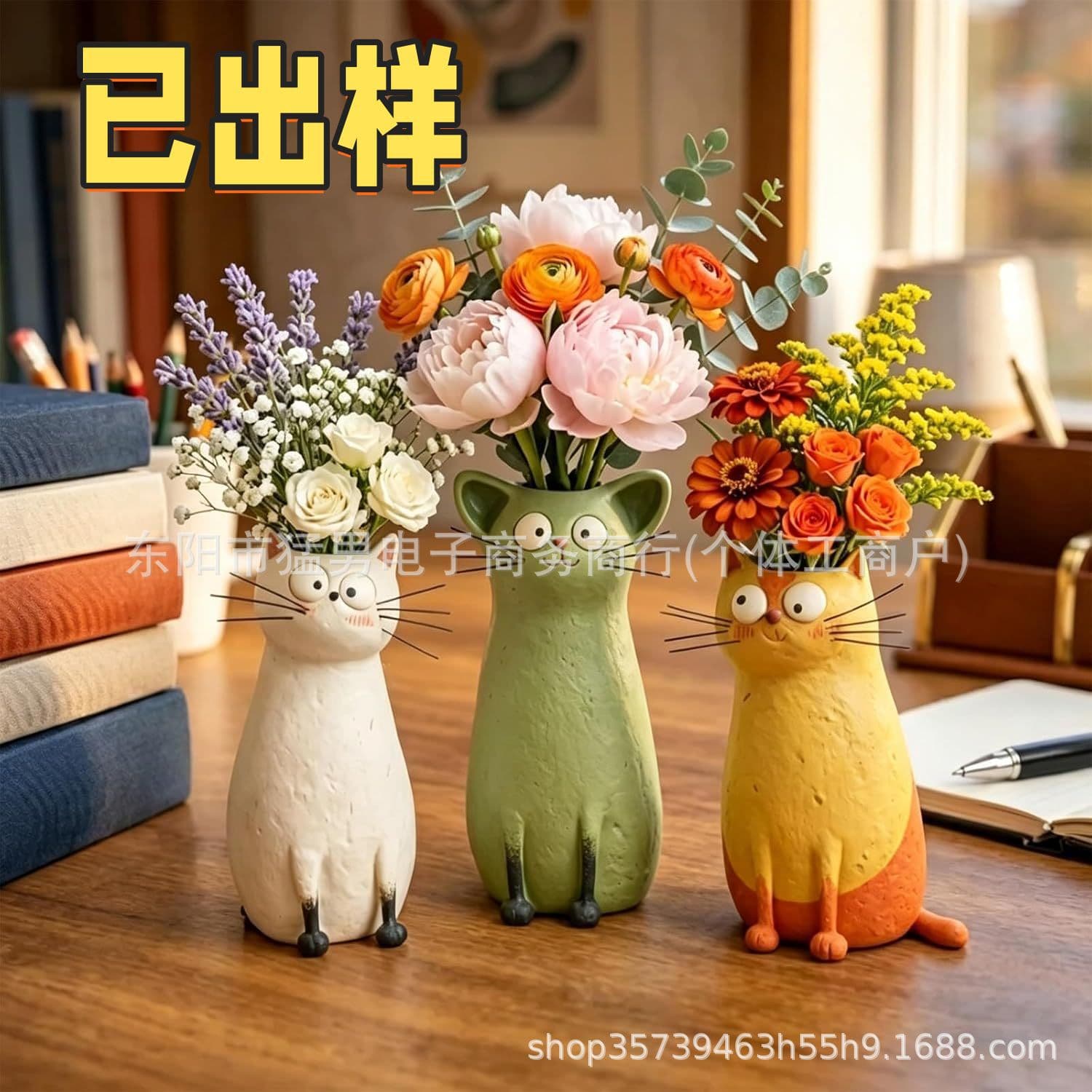 Cross-border New Product Quirky Cat Vase Whimsical Funny Cat Vase Resin Craft Decoration
