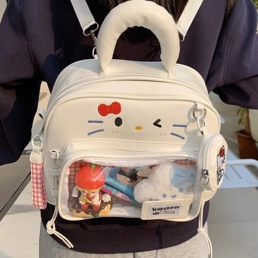 2025 New Small Food Japanese Brown Bear Transparent Pain Bag Large Capacity College Style Commuting Crossbody Shoulder Bag