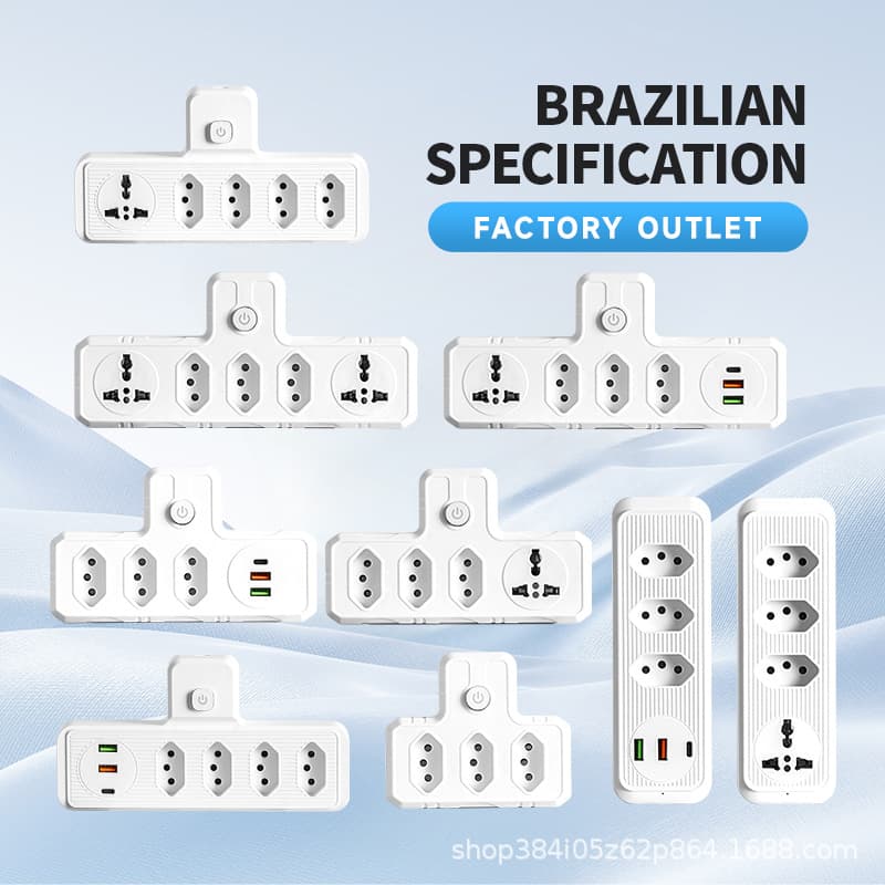 Brazil Standard Hole Wall Outlet with USB, Brazilian Plug with 2 Outlets and USB Multi-Function Plug Adapter Socket