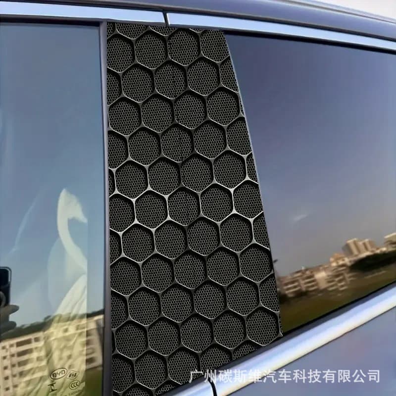 Honeycomb Car B-pillar Car Sticker Personalized Creative Scratch Covering Center Pillar Protective Film Universal Sticker Decorative Car Sticker UV