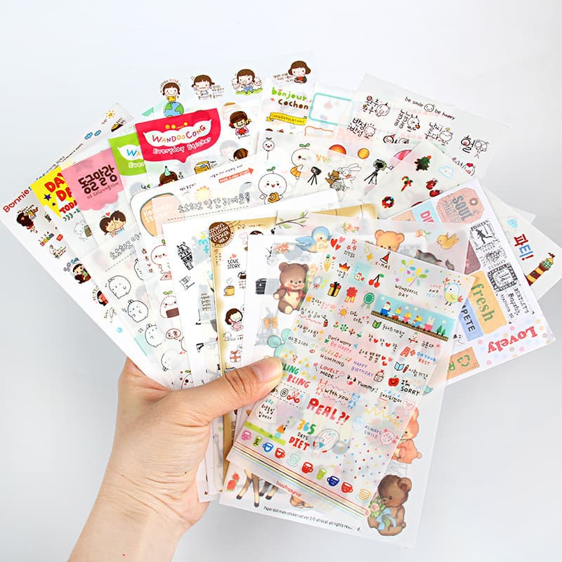 Korea Multi-Style Cute Cartoon Creative Transparent Diary Phone Stickers Hand Account Decorative Stickers 33 Styles