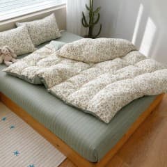 High-End Light Luxury Pure Cotton 4-Piece Set, Class A Simple Full Cotton Student 3-Piece Set, Fitted Sheet, Duvet Cover, Pillowcase Set