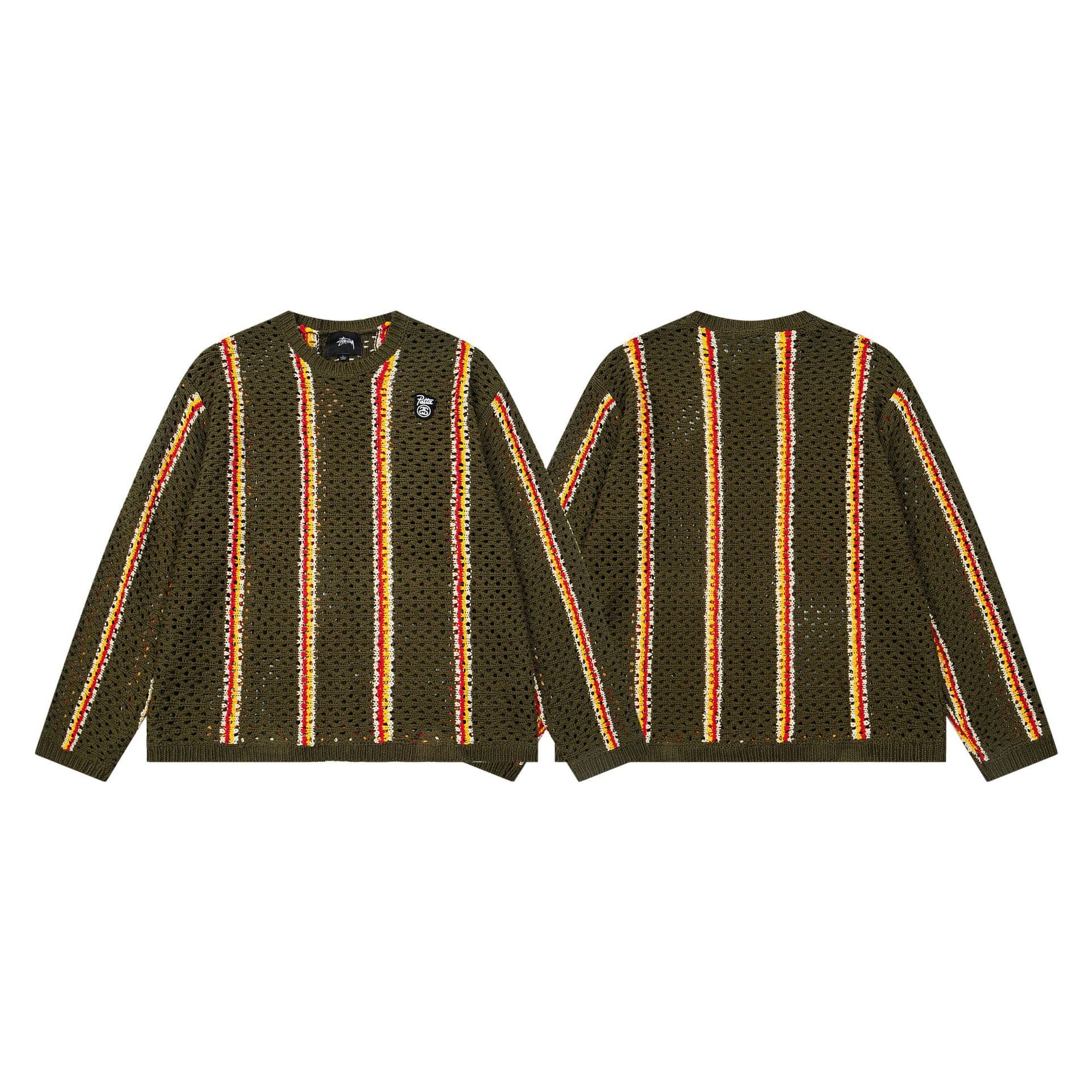 23S STU New Knit Sweater with Curved Letter Print, Unisex Couple Style, Casual, Pure Cotton, Long Sleeve