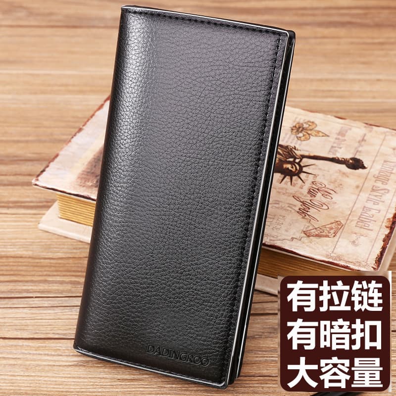 2022 New Men's Long Wallet PU Business Multi-Card Slot Leather Wallet Fashion Casual Zip-Around Money Clip