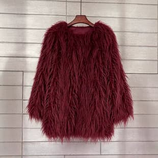 Autumn/Winter Thick Long-Hair Lamb Wool Faux Fur Coat for Women, Loose Round Neck Fuzzy Coat, Cross-Border Export Women's Clothing