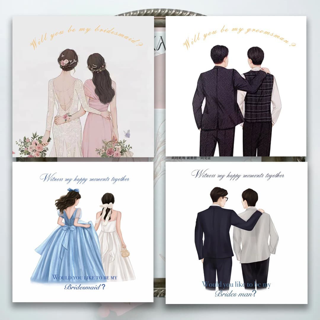 Bridesmaids and groomsmen invitation cards, souvenirs, handwritten thank you cards, thank you cards, new wedding greeting cards, sister group greeting cards in stock