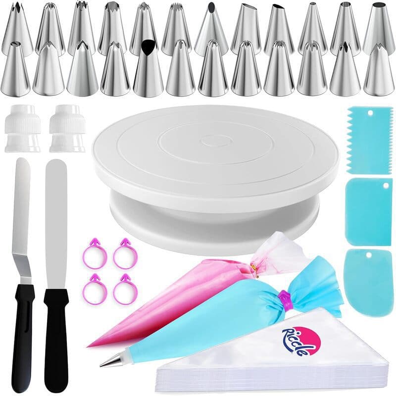 Factory direct sales 88-piece cake turntable set, cake decoration nozzle, cream scraper, spatula, repeating decorating bag