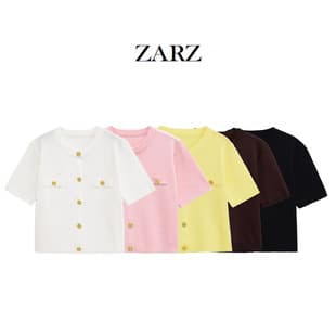 ZARZ Self-Made European-American Style New Women's Fashionable Casual Short-Sleeve Knit Top 1822022