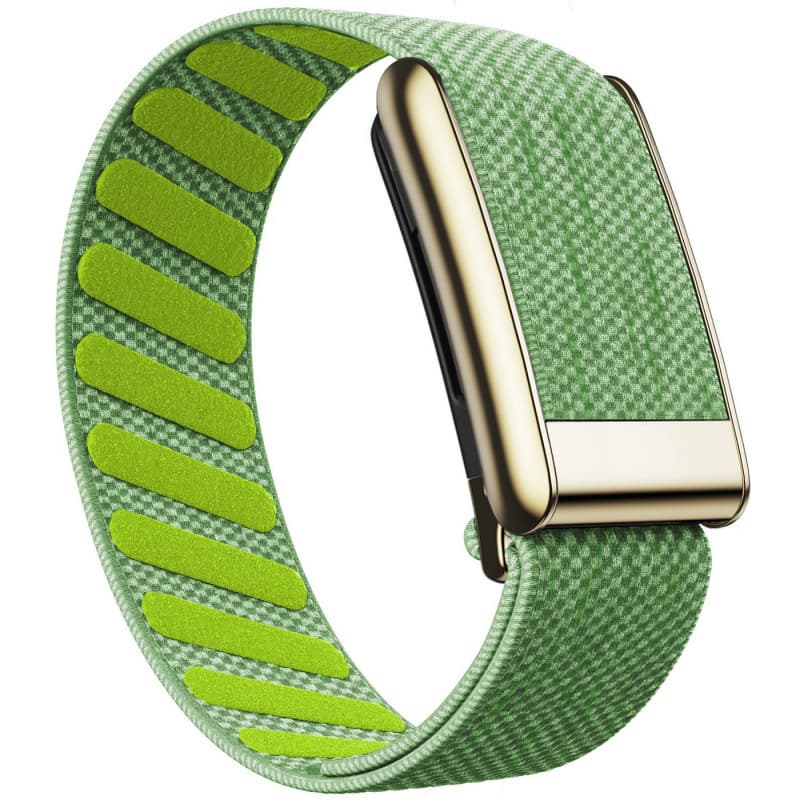 Cross-border bestseller compatible with Whoop 5.0 nylon elastic strap with bright gold metal U-frame replacement wristband