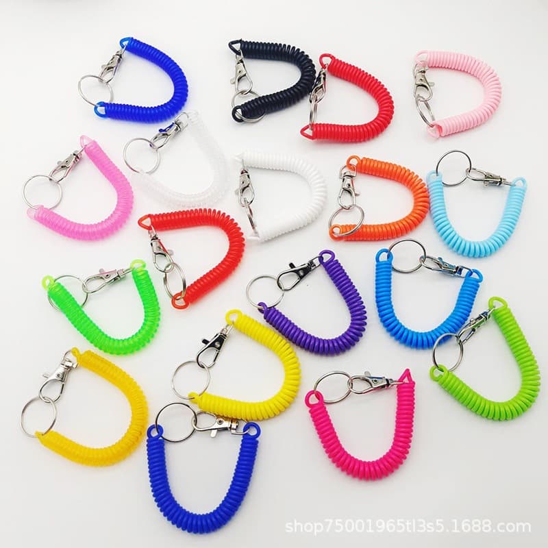 Plastic Spring Rope Keychain Keychain Color Retractable Anti-Lost Rope EVA Bag Lanyard Elastic Rope Children's Day