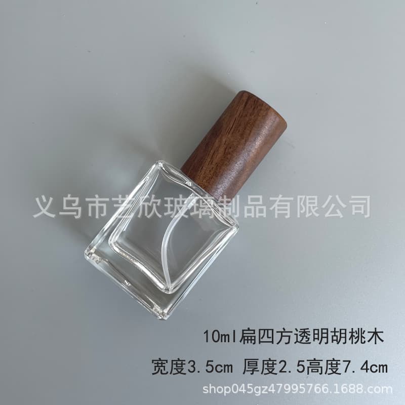 In Stock Perfume Atomizer Bottle Wooden Cap Solid Wood 5ml Portable Cosmetic Spray Bottle Glass 10ml Perfume Bottle