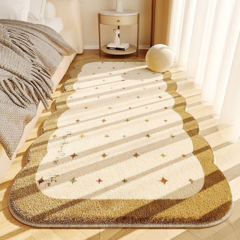 Luxurious Cream Style Faux Cashmere Carpet Plush Skin-friendly Bedroom Window Seat Tatami Mat Long Narrow Stain-resistant