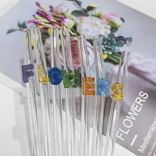 Borosilicate Glass Straws Wholesale, Food-Grade, Ins-Style Colored Transparent Glass Straws, High-Temperature Resistant Milk Tea Straws