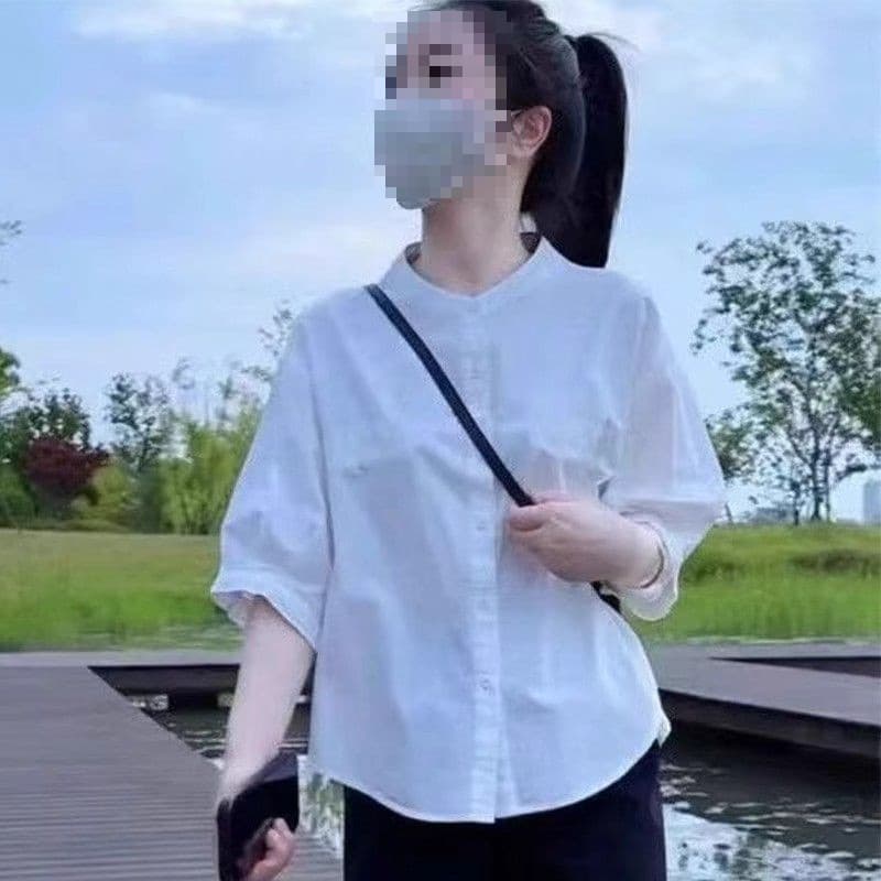 Summer high-end shirt for women, new style, stylish, age-reducing, 300 pounds fat mm shirt, loose large size, three-quarter sleeve top for women