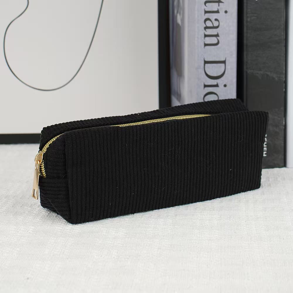 Pencil bag ins retro corduroy high-value pink large-capacity student stationery storage bag carry-on cosmetic bag