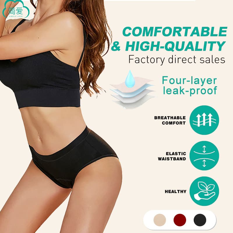 Plus Size Women's Bamboo Fiber Period Panties, Thick Comfortable Breathable Leak-Proof, Multi-Color Period Pants