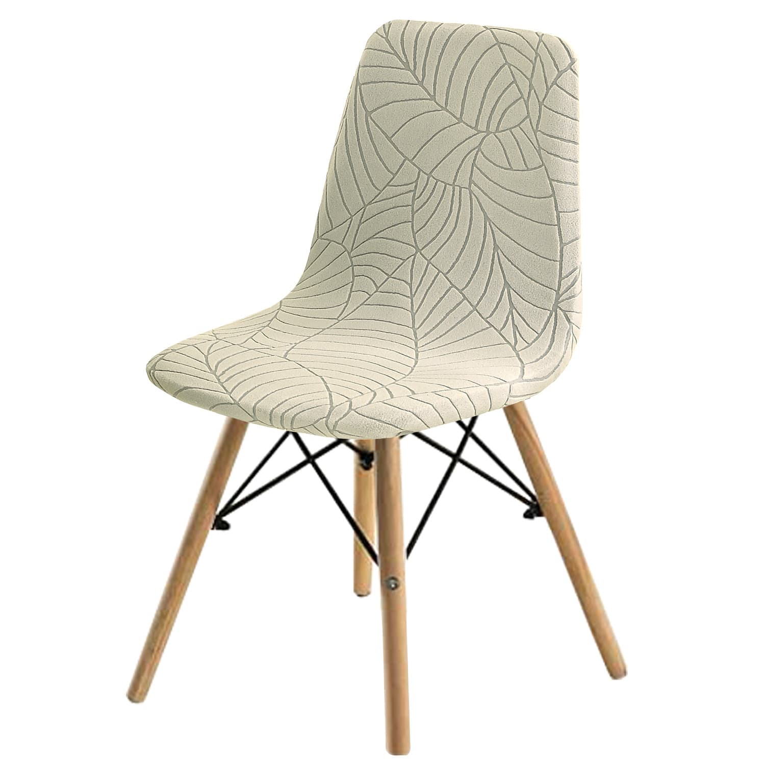 Leaf Jacquard Eames Stretch Chair Cover, Nordic Modern Simple Dining Chair Cover, Book Chair Cover, Non-Slip Dining Chair Cover