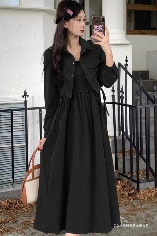 Plus-Size French Retro Camisole Dress 2025 New Spring Women's Set Skirt, Flattering and Concealing for a Slim Look