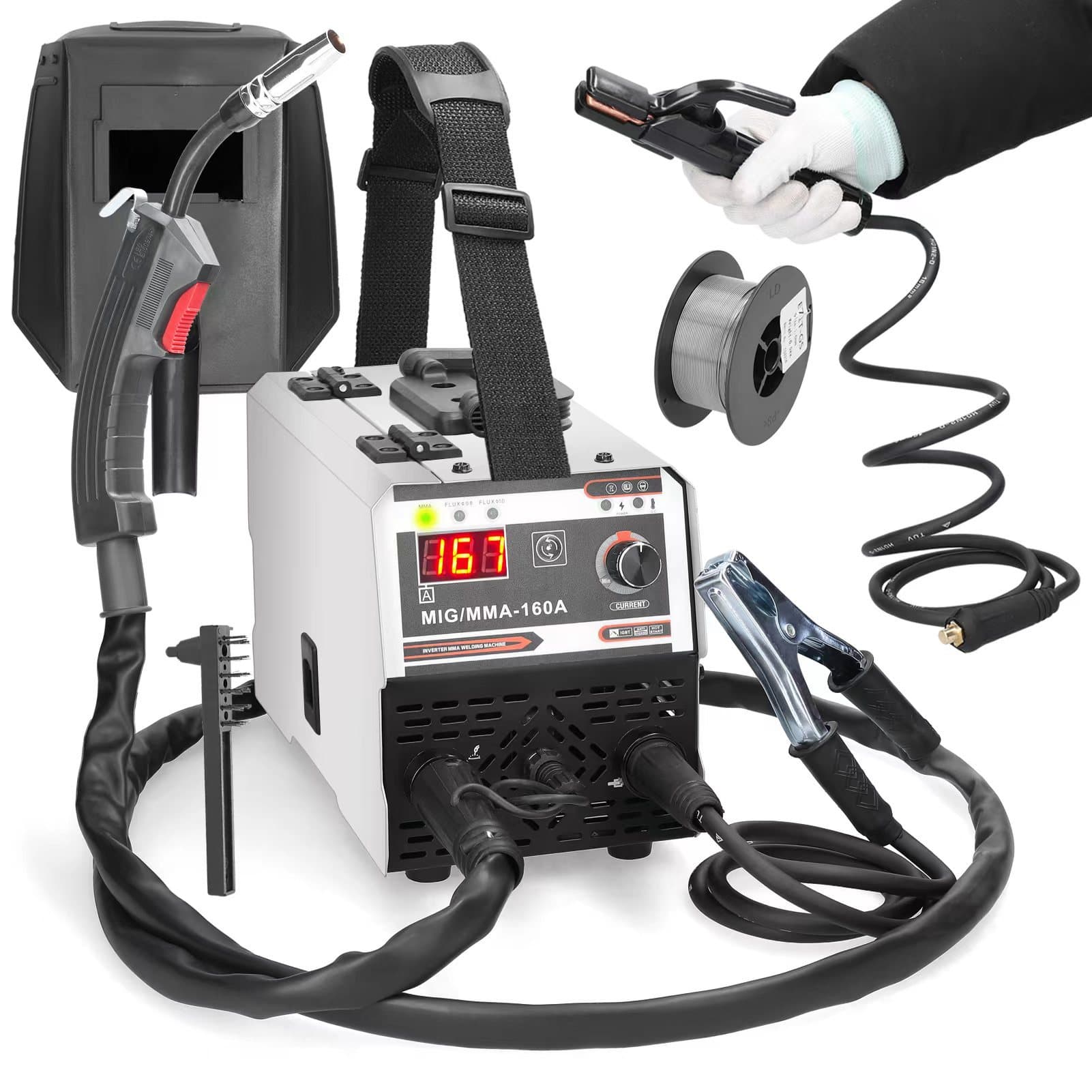2023 Model 120A European Standard 220V Includes Accessories 1kg Gasless Dual-Welding Machine MIG/MMA-160A Welding Machine