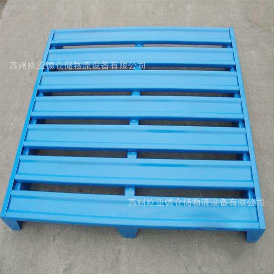 Ouya De cold-rolled steel plate powder-coated logistics pallet, front and rear entry steel pallet, customizable single or double-sided structure.