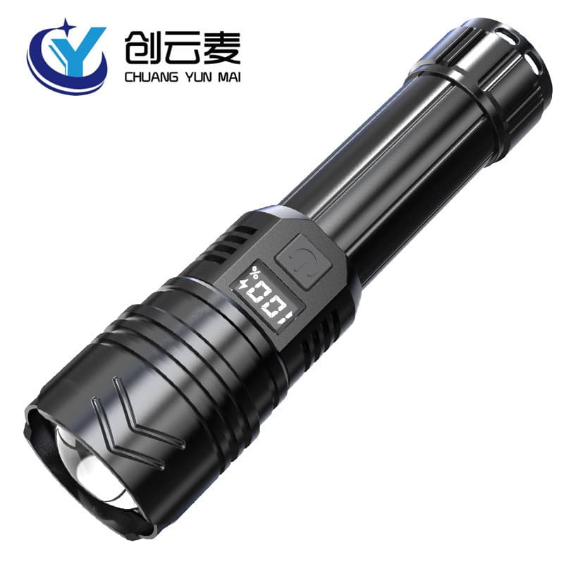 XHP50 Telescopic Zoom Flashlight with Battery Display, Long Battery Life, Ultra-Bright, Type-C Portable Telescopic High-Intensity Flashlight