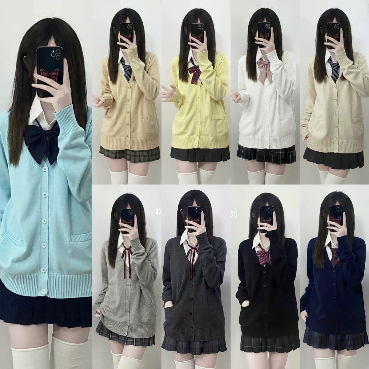 Japanese-style uniform-inspired knitted cardigan, preppy style, sweet and versatile long-sleeved sweater, perfect for layering under a coat, new autumn/winter style.