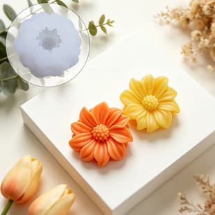 Trending Fake Daisy Mousse Cake Flower Decoration Silicone Mold Home Plaster Aromatherapy Candle Mold