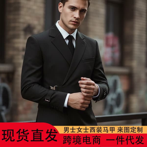 Amazon Men's Cross-Border Trade Suit Two-Piece Set Gentleman Diagonal Button Metal Button Business Formal Groom Suit