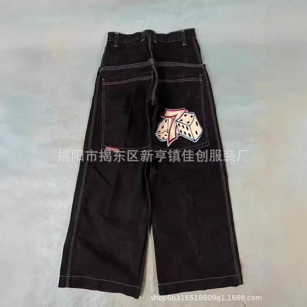 Fashion Brand Summer New Y2K American Street Hip Hop Jeans Men Cross-Border New Casual Loose Pants