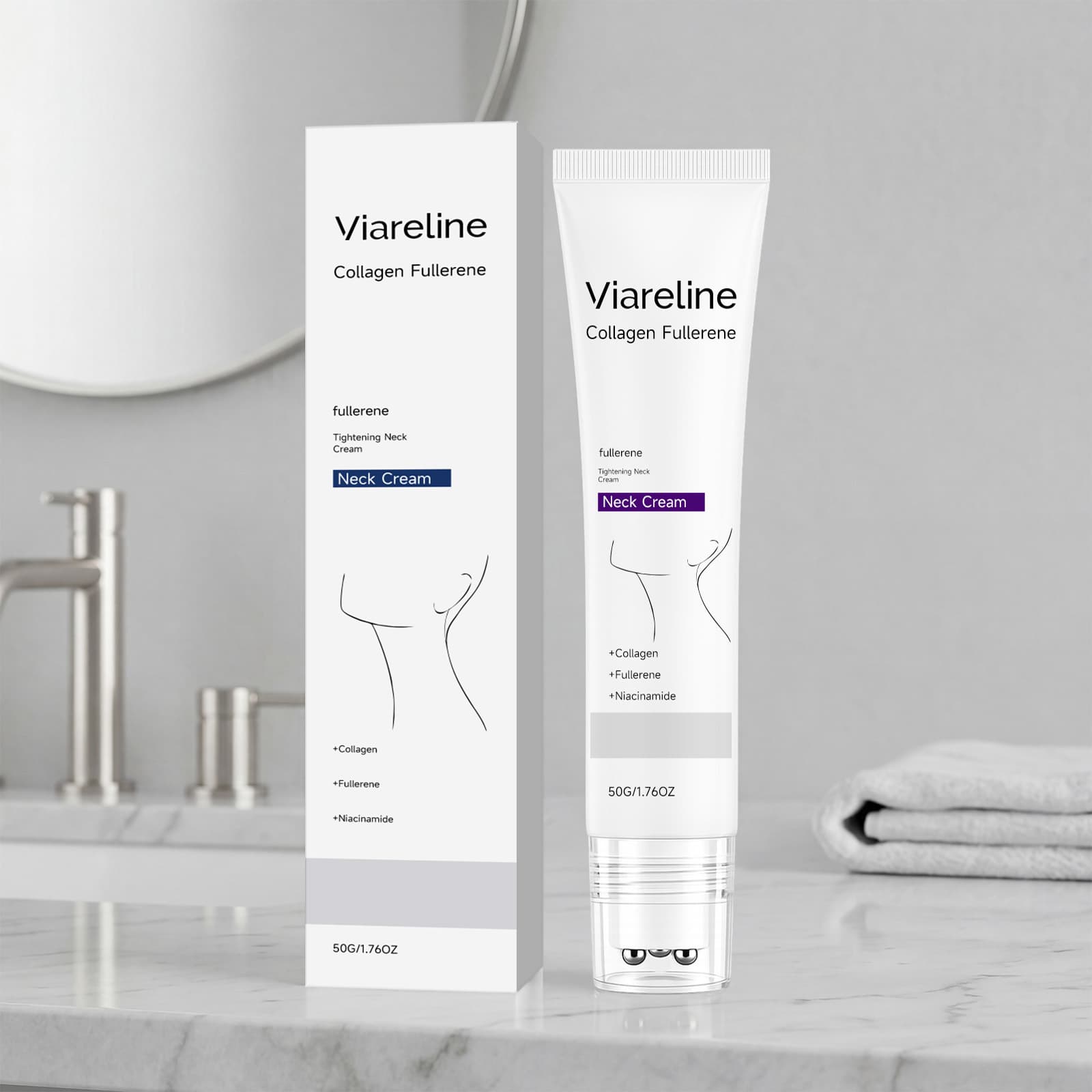 VIARELINE Collagen Moisturizing Neck Cream, daily care for soft and smooth neck skin.