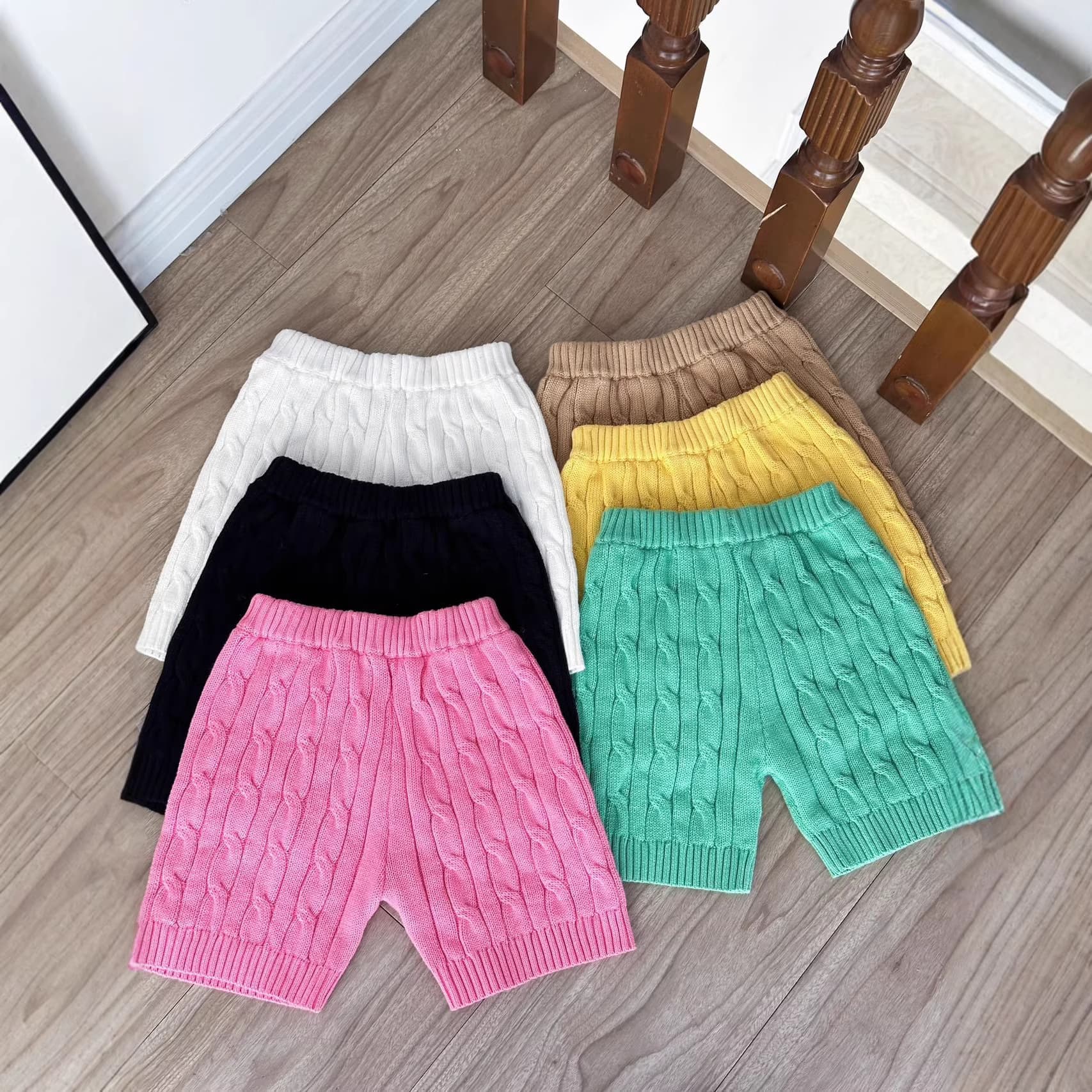 Cross-border RL Ralph Lauren Small Logo Embroidery 4-Color Candy Twist Macaron Knit Mid-Length Shorts 3016