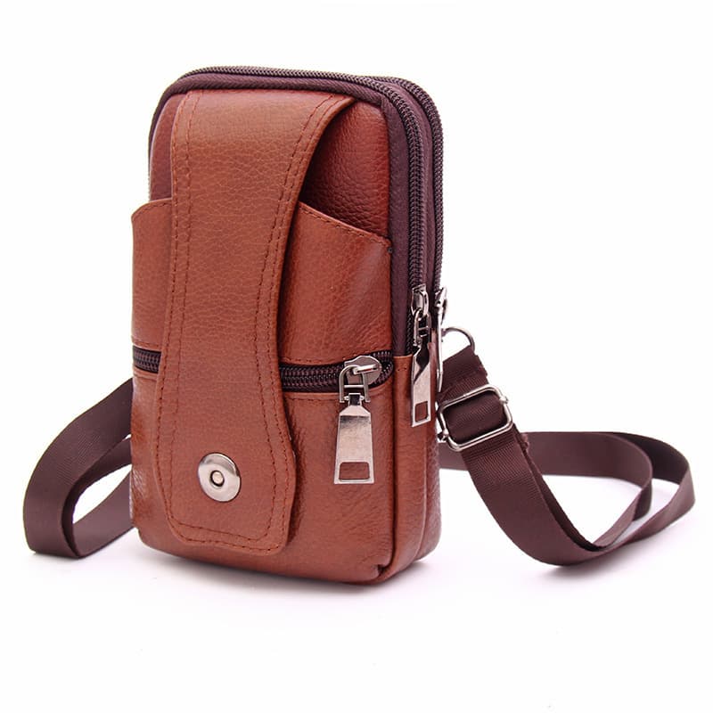 New Genuine Leather Phone Bag Men Belt Wear Waist Bag Multifunctional Phone Case Belt Phone Waist Bag Crossbody Bag