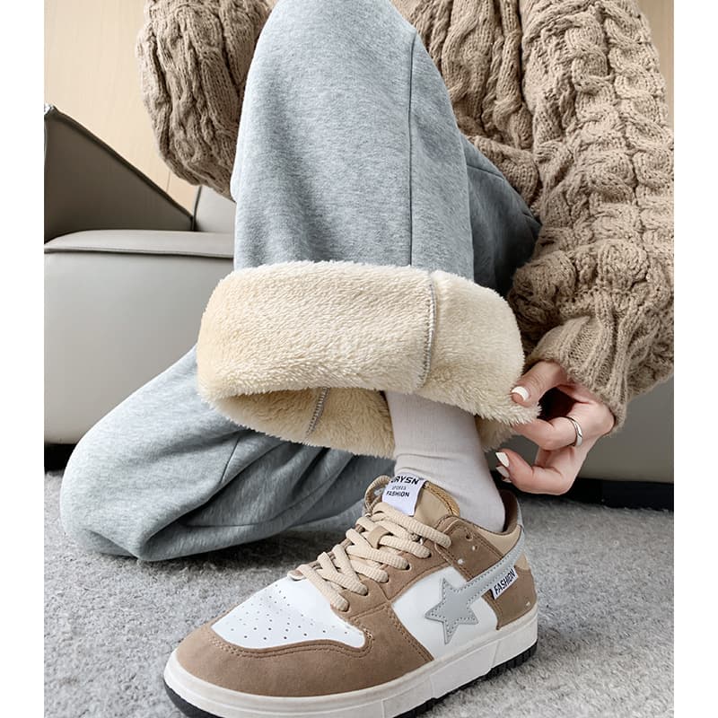Women's Fleece Sweatpants Autumn Winter Northeast Extra Thick Warm Cotton Pants for Outer Wear Casual Wide Leg Thickened Fleece Pants