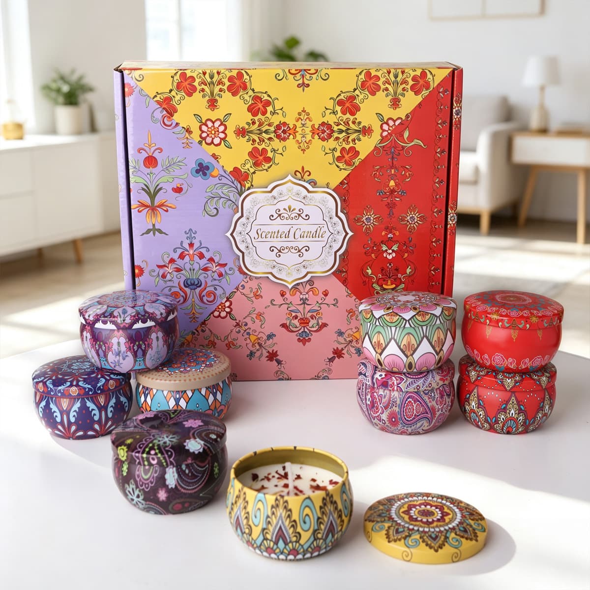 Romantic Christmas Gift Box Set Soy Wax Candle Aromatic Wedding Gift Birthdays Flower Shape Scented Candle Romantic Gift Box