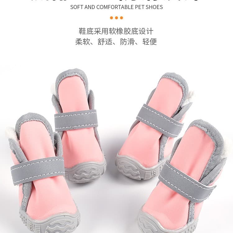 Dog Shoes, Pet Cat Velcro Warm Shoes, Anti-Slip, Breathable, Wear-Resistant, Soft Sole for Small Dogs Protection