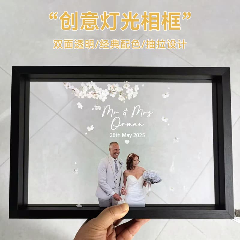Creative Photo Frame Night Light Transparent Light Painting Frame Bedside Table Decor Ambient Light Frame Glowing Premium Photo Frame