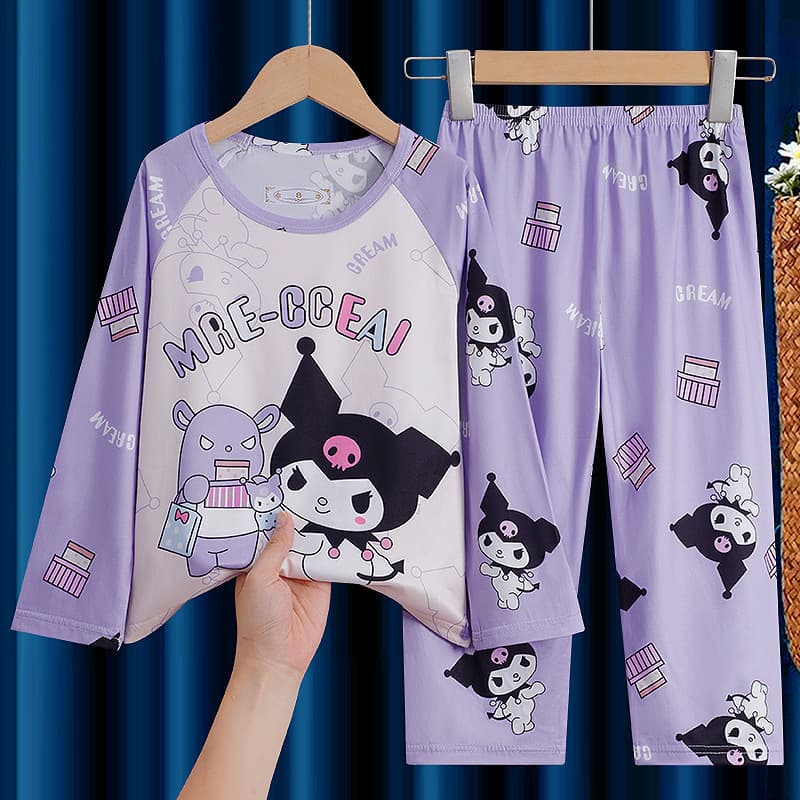 New Southeast Asian Children's Pajamas Homewear Wholesale Long Sleeve Thin Air Conditioning Suit Boys and Girls Middle and Large Set