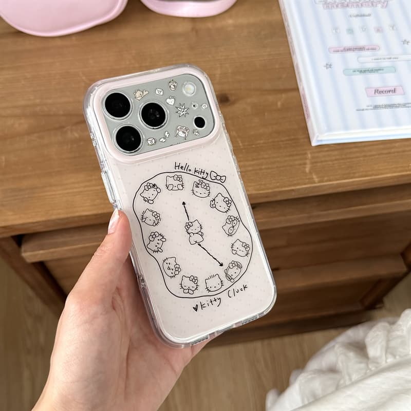 Cute cartoon clock KT Apple 17Promax mobile phone case suitable for 16Promax double layer 16Promax/15