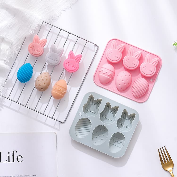In stock, 6 sets of cute Easter bunny eggs, chocolate molds, silicone cake molds, holiday baking molds