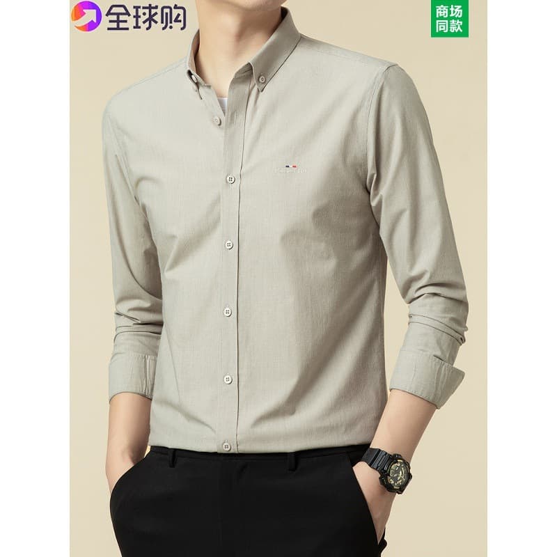 Tommy Men's 2026 Long Sleeve Shirt Spring Autumn Business Casual Striped Non-Iron Shirt