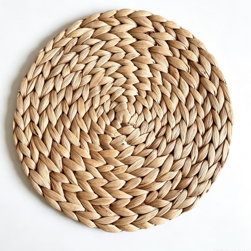 Ready stock woven water hyacinth straw round mat for dining table insulated hyacinth straw placemat draining mat coaster bowl mat hand-knitted