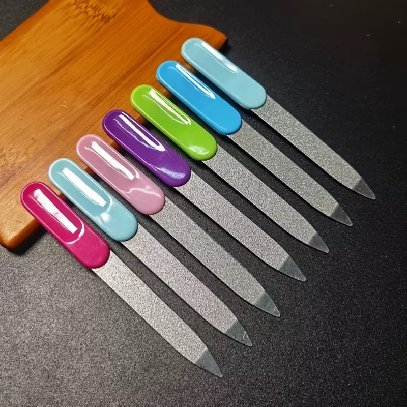 Factory Direct Stainless Steel Nail File Sandblasted Nail File Strip Double-Sided Manicure Grinding Tool Beauty Kit Accessory