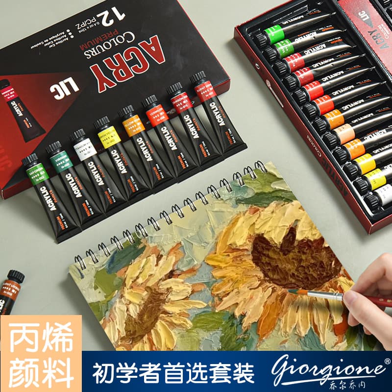 Giorgione 24 Colors 12ml Acrylic Paint Aluminum Tube Set for Painting, Graffiti, and DIY Art